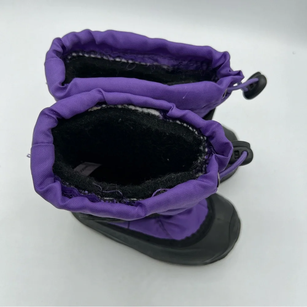 Kamik Toddler Girl's Size 5 Purple Black Winter Lined Snow Boots Slip On EUC